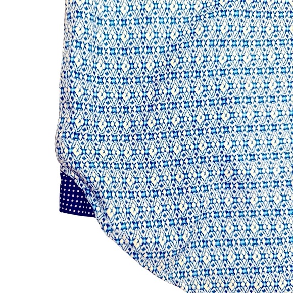 CON.STRUCT Slim Fit Short Sleeve Button Down Shirt Blue Geometric Print Sz Small - Picture 3 of 6